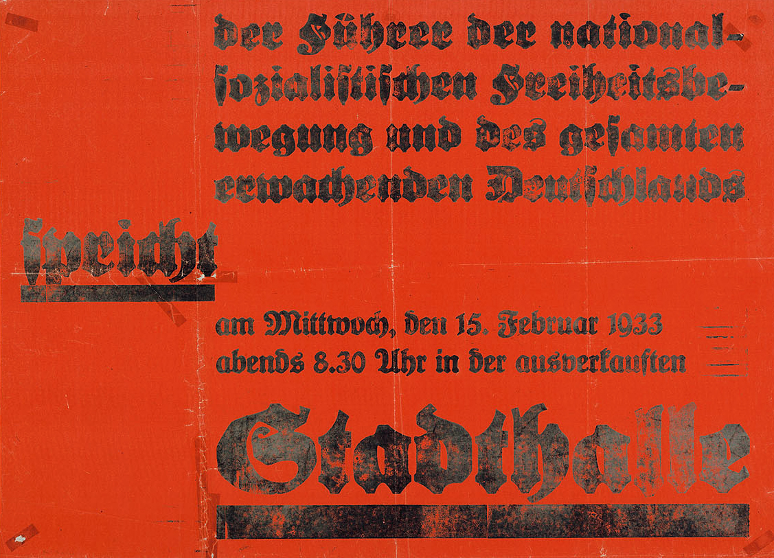 Poster for a speech by Adolf Hitler in Stuttgart's Stadthalle,